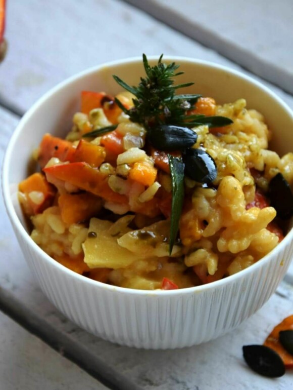 Kürbisrisotto vegan mit Pastinaken