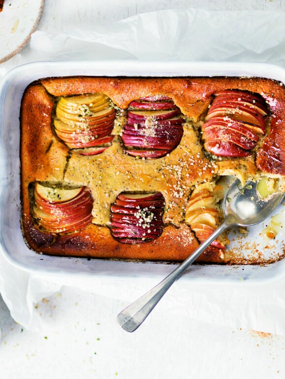 Quark-Auflauf vegan mit Äpfeln und Mohn