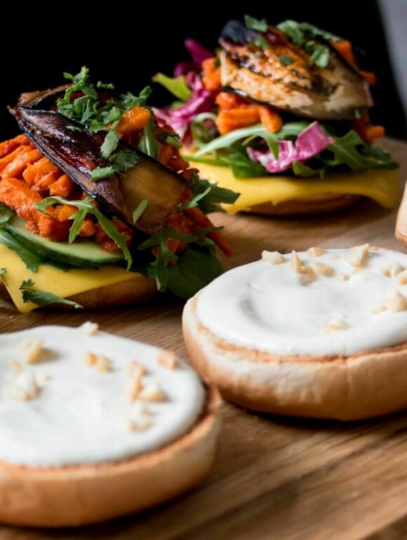 Auberginen Burger vegan - Mit Sweet Potato