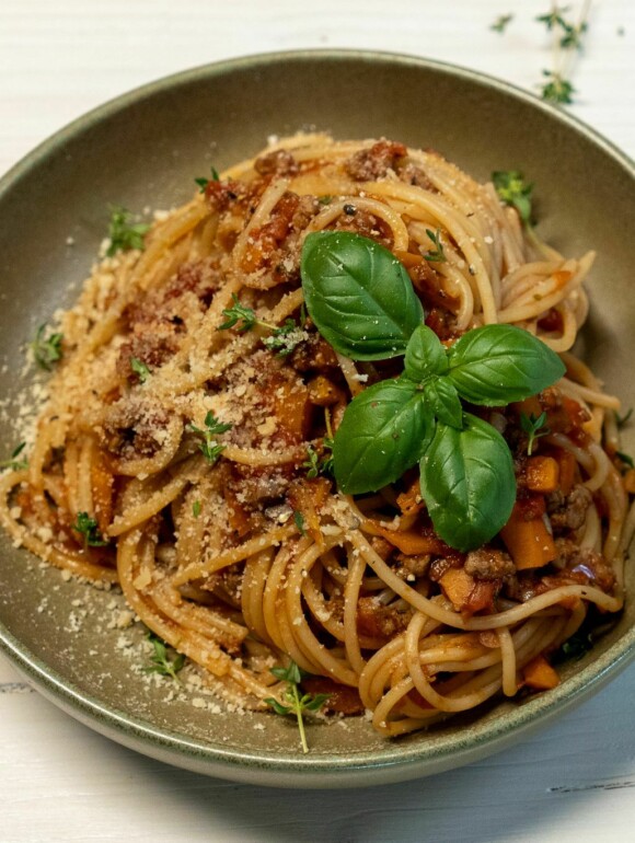 Pflanzliche Spaghetti Bolognese