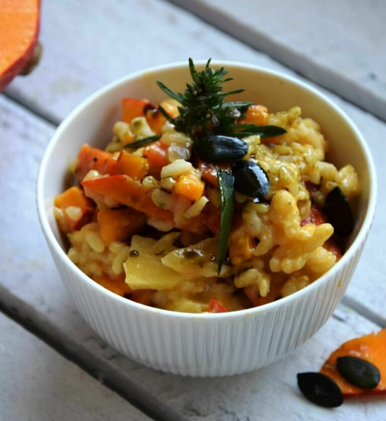 Kürbisrisotto vegan mit Pastinaken
