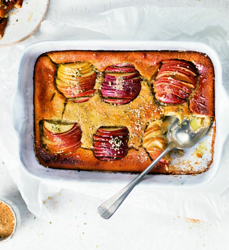 Quark-Auflauf vegan mit Äpfeln und Mohn