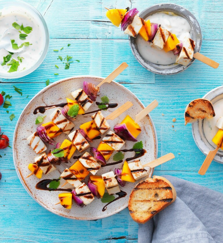 Vegane Grillspieße mit Grill & Pfannengenuss