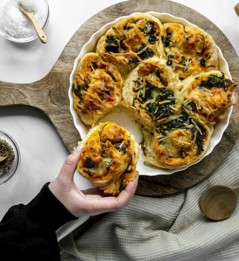 Vegane Spinatschnecken mit Spinat