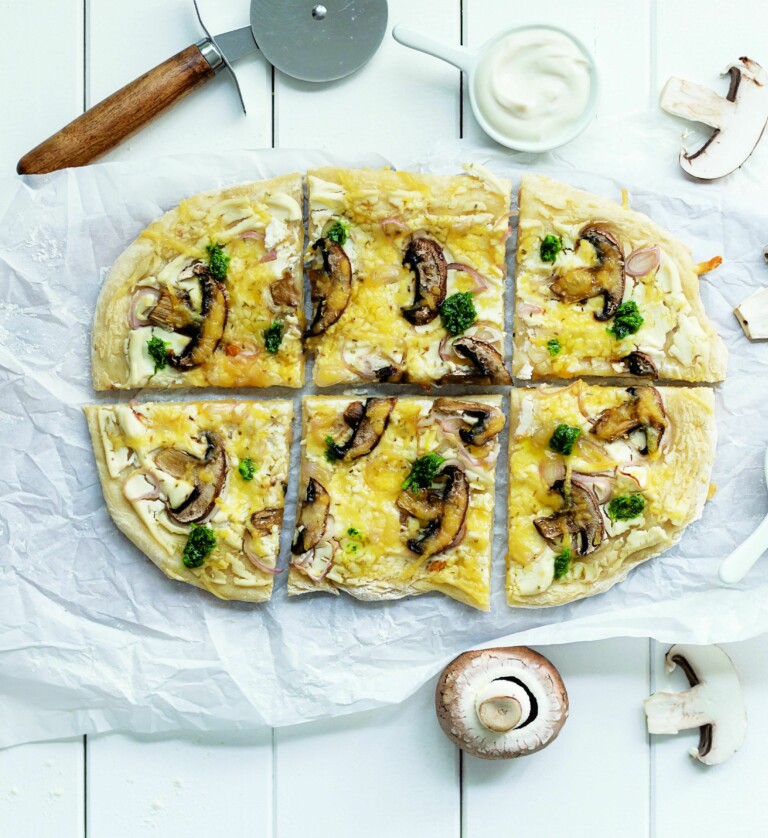 Vegane Pilz Flammkuchen