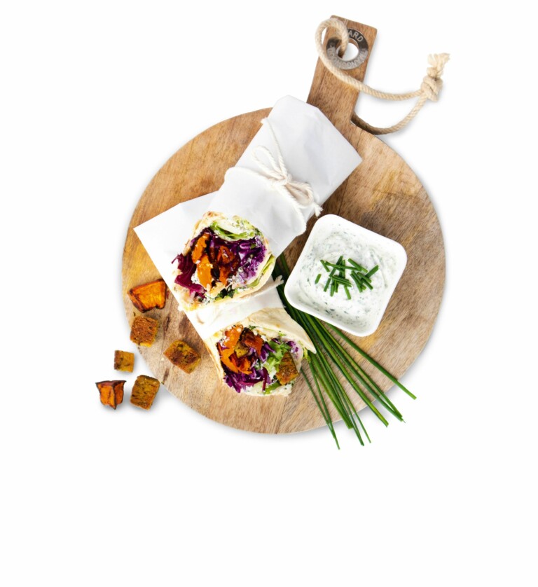 Wraps mit Kräutercreme und Kürbis