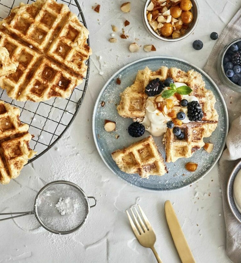 Belgische Kokos-Macadamia-Waffeln